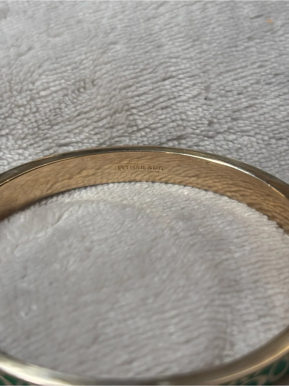 Coach Signature Enamel Green and Gold Thin Bangle